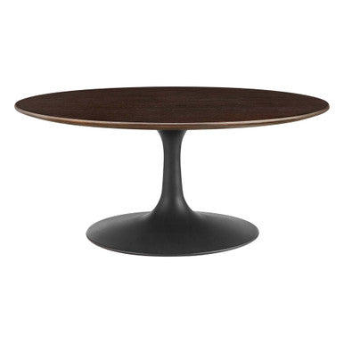 Modway EEI-4882-BLK-CHE Lippa 36" Round Wood Coffee Table Black Cherry Walnut