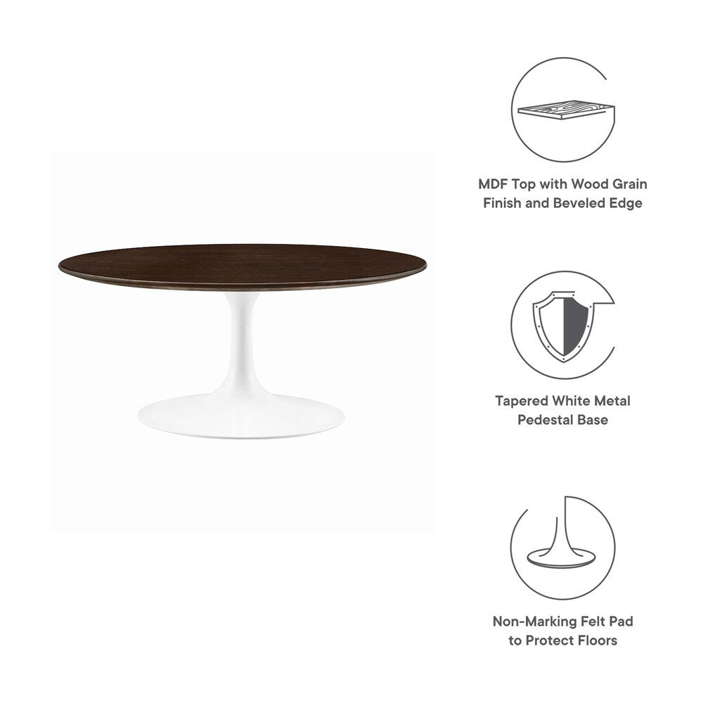 EEI-5187-WHI-CHE Lippa 36" Round Wood Coffee Table by Modway