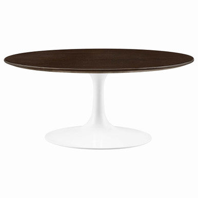 Modway EEI-5187-WHI-CHE Lippa 36" Round Wood Coffee Table White Cherry Walnut