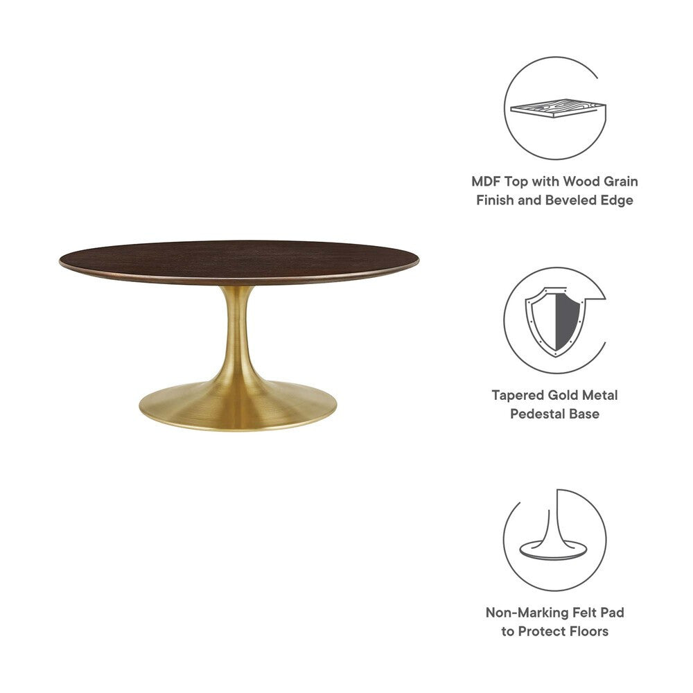 EEI-5244-GLD-CHE Lippa 36" Round Wood Coffee Table by Modway