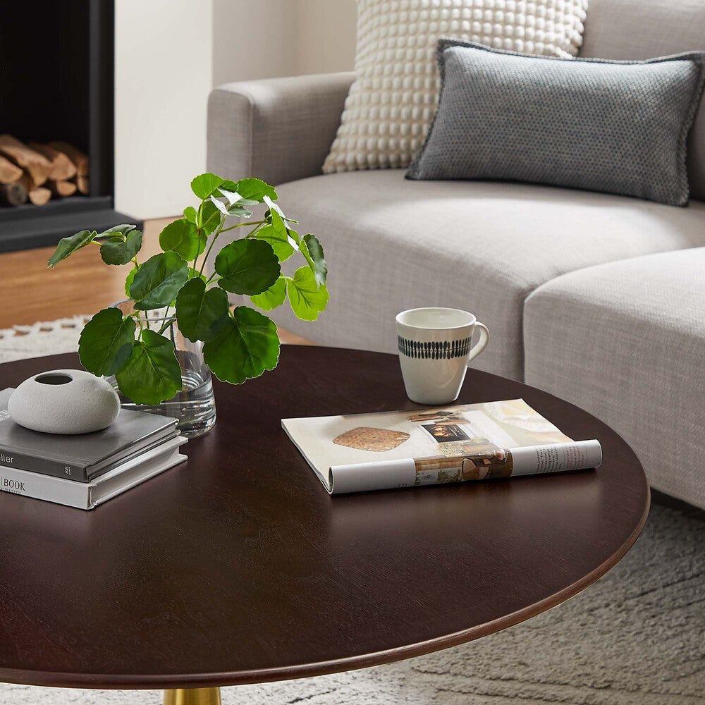 EEI-5244-GLD-CHE Lippa 36" Round Wood Coffee Table by Modway