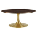 Modway EEI-5244-GLD-CHE Lippa 36" Round Wood Coffee Table Gold Cherry Walnut