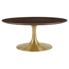 Modway EEI-5244-GLD-CHE Lippa 36" Round Wood Coffee Table Gold Cherry Walnut