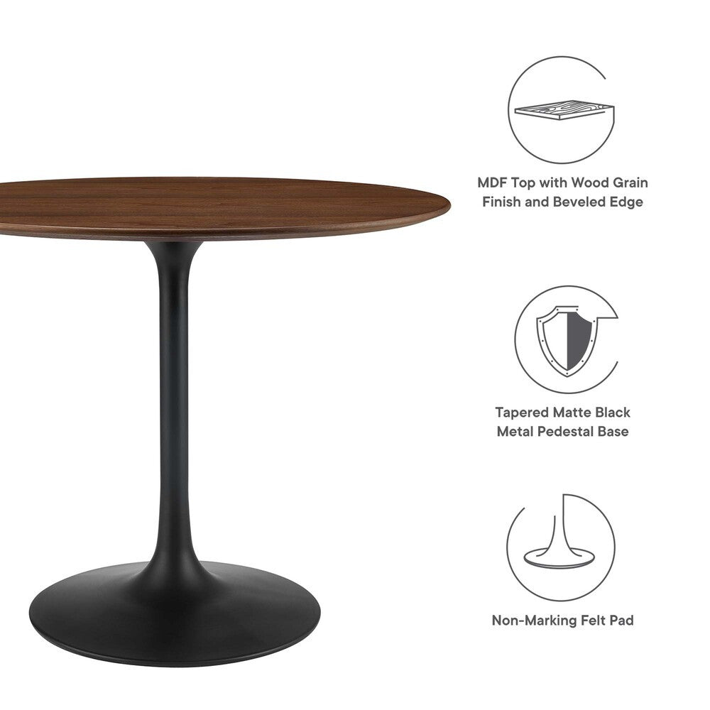 EEI-3519-BLK-WAL Lippa 36" Round Wood Dining Table by Modway
