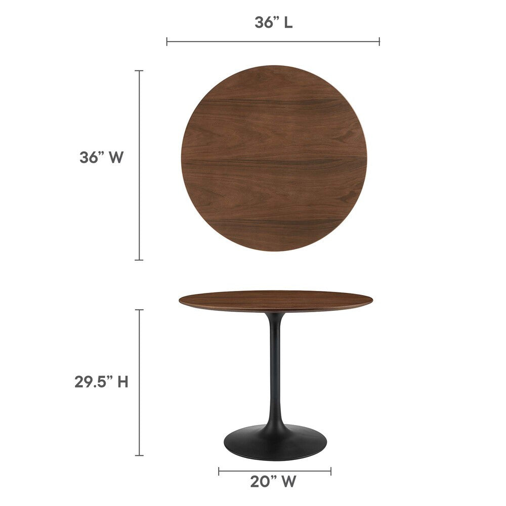 EEI-3519-BLK-WAL Lippa 36" Round Wood Dining Table by Modway