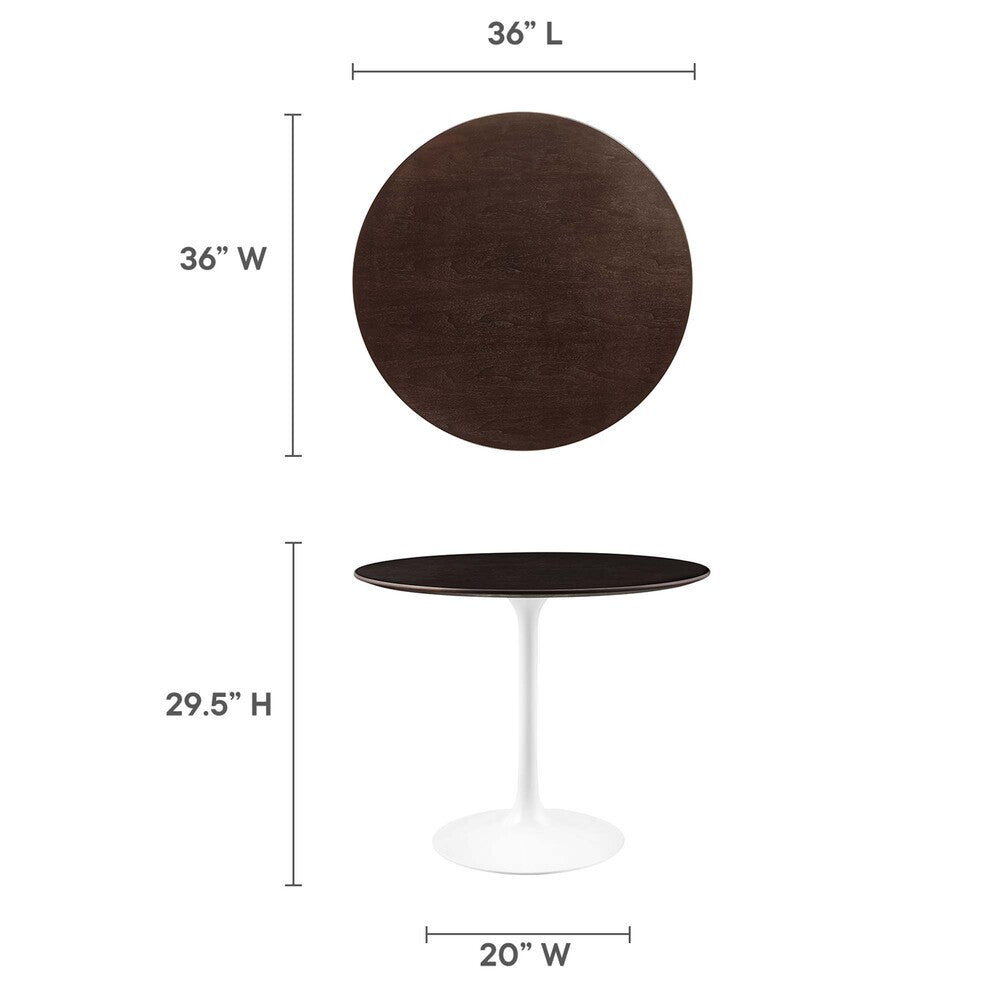 EEI-5157-WHI-CHE Lippa 36" Round Wood Dining Table by Modway
