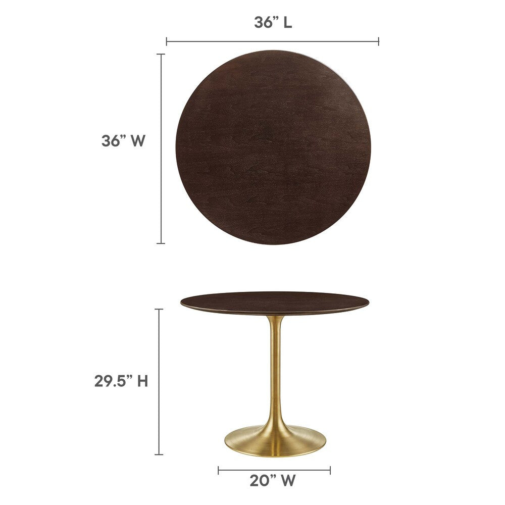 EEI-5214-GLD-CHE Lippa 36" Round Wood Dining Table by Modway