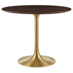 Modway EEI-5214-GLD-CHE Lippa 36" Round Wood Dining Table Gold Cherry Walnut