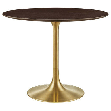 Modway EEI-5214-GLD-CHE Lippa 36" Round Wood Dining Table Gold Cherry Walnut