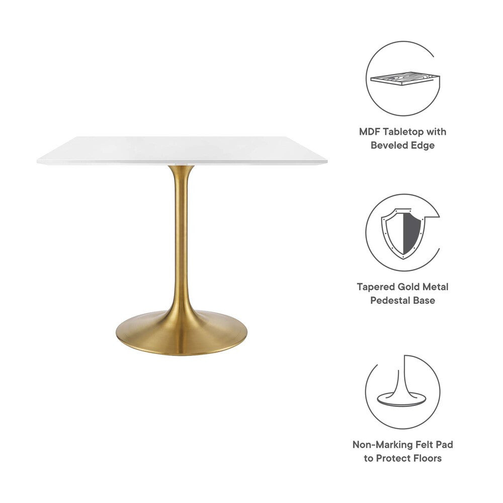 EEI-3212-GLD-WHI Lippa 36" Square Wood Dining Table by Modway