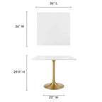 EEI-3212-GLD-WHI Lippa 36" Square Wood Dining Table by Modway