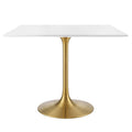 Modway EEI-3212-GLD-WHI Lippa 36" Square Wood Dining Table Gold White