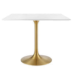 Modway EEI-3212-GLD-WHI Lippa 36" Square Wood Dining Table Gold White