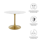 EEI-3231-GLD-WHI Lippa 40" Round Faux Marble Dining Table by Modway