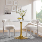 EEI-3231-GLD-WHI Lippa 40" Round Faux Marble Dining Table by Modway