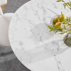 EEI-3231-GLD-WHI Lippa 40" Round Faux Marble Dining Table by Modway