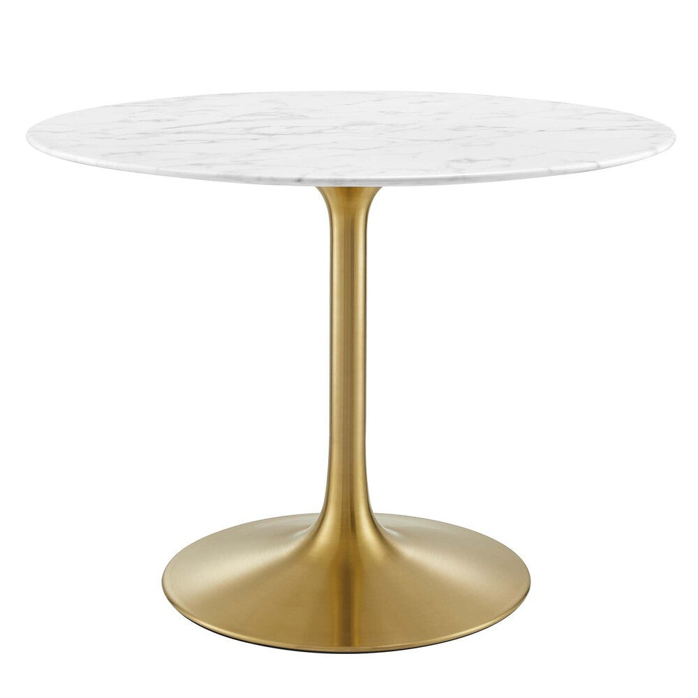 EEI-3231-GLD-WHI Lippa 40" Round Faux Marble Dining Table by Modway