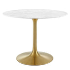 EEI-3231-GLD-WHI Lippa 40" Round Faux Marble Dining Table by Modway