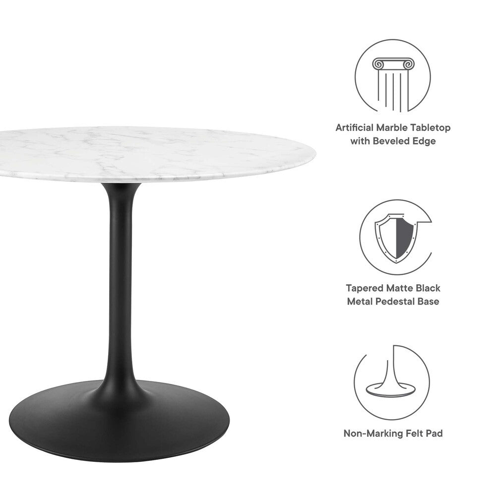 EEI-3526-BLK-WHI Lippa 40" Round Faux Marble Dining Table by Modway