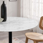 EEI-3526-BLK-WHI Lippa 40" Round Faux Marble Dining Table by Modway