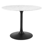 EEI-3526-BLK-WHI Lippa 40" Round Faux Marble Dining Table by Modway