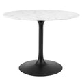 Modway EEI-3526-BLK-WHI Lippa 40" Round Faux Marble Dining Table Black White