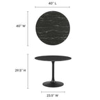 EEI-4876-BLK-BLK Lippa 40" Round Faux Marble Dining Table by Modway
