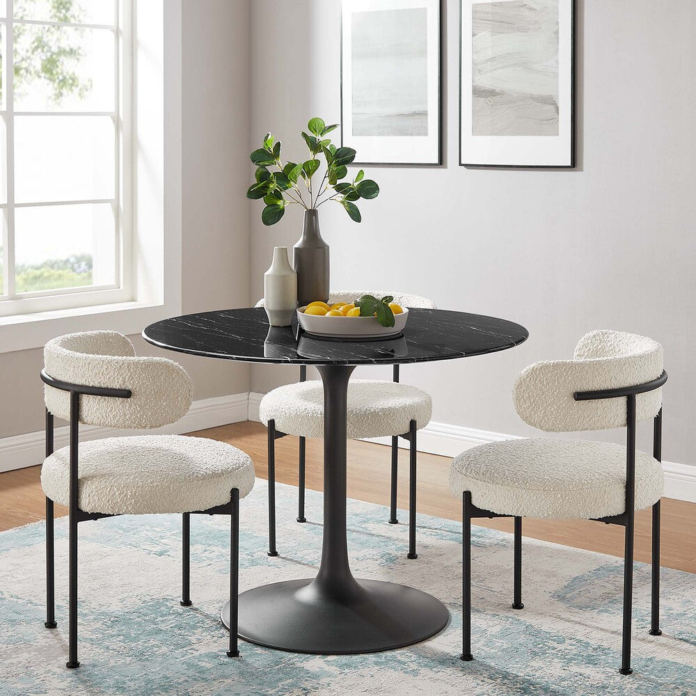 EEI-4876-BLK-BLK Lippa 40" Round Faux Marble Dining Table by Modway