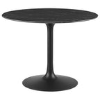 Modway EEI-4876-BLK-BLK Lippa 40" Round Faux Marble Dining Table Black Black