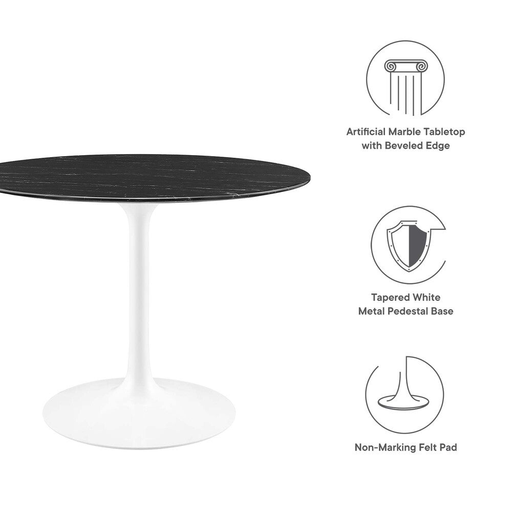 EEI-5181-WHI-BLK Lippa 40" Round Faux Marble Dining Table by Modway