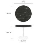 EEI-5181-WHI-BLK Lippa 40" Round Faux Marble Dining Table by Modway