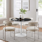 EEI-5181-WHI-BLK Lippa 40" Round Faux Marble Dining Table by Modway