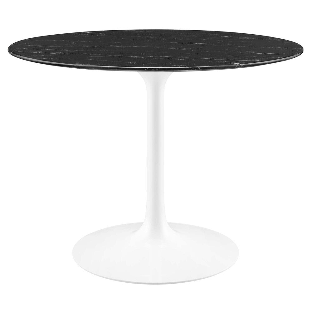 EEI-5181-WHI-BLK Lippa 40" Round Faux Marble Dining Table by Modway