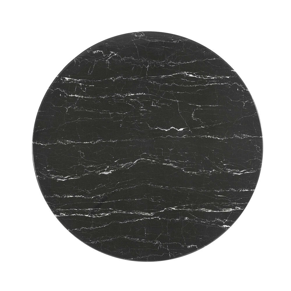 EEI-5238-GLD-BLK Lippa 40" Round Faux Marble Dining Table by Modway