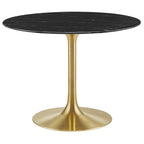 EEI-5238-GLD-BLK Lippa 40" Round Faux Marble Dining Table by Modway