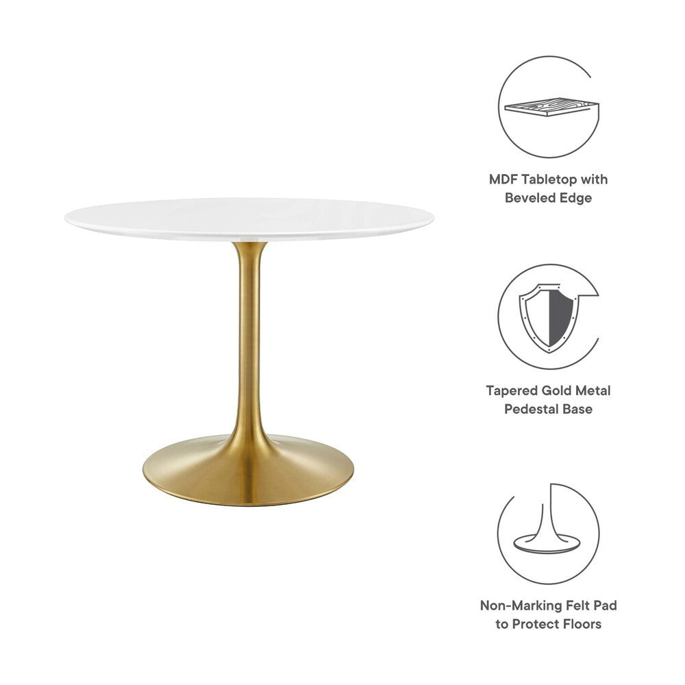 EEI-3226-GLD-WHI Lippa 40" Round Wood Dining Table by Modway