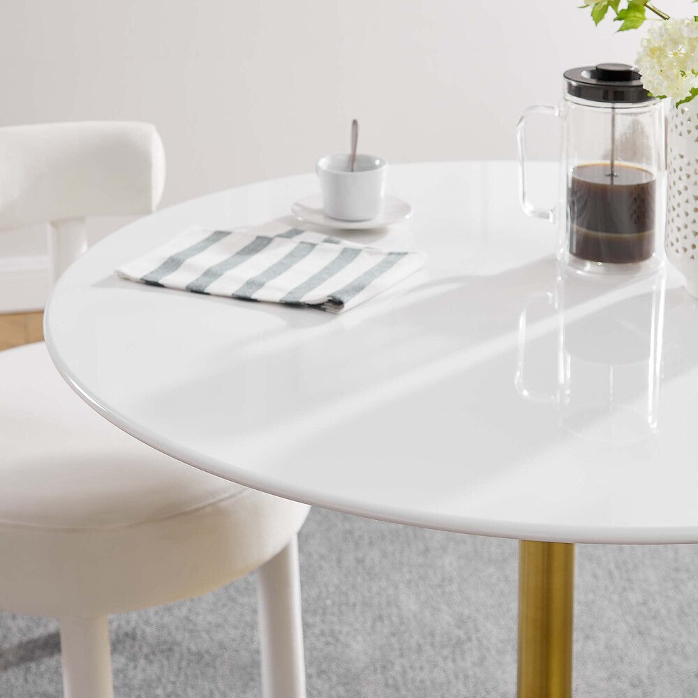 EEI-3226-GLD-WHI Lippa 40" Round Wood Dining Table by Modway