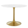 Modway EEI-3226-GLD-WHI Lippa 40" Round Wood Dining Table Gold White