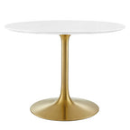 Modway EEI-3226-GLD-WHI Lippa 40" Round Wood Dining Table Gold White