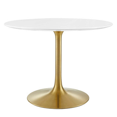 Modway EEI-3226-GLD-WHI Lippa 40" Round Wood Dining Table Gold White