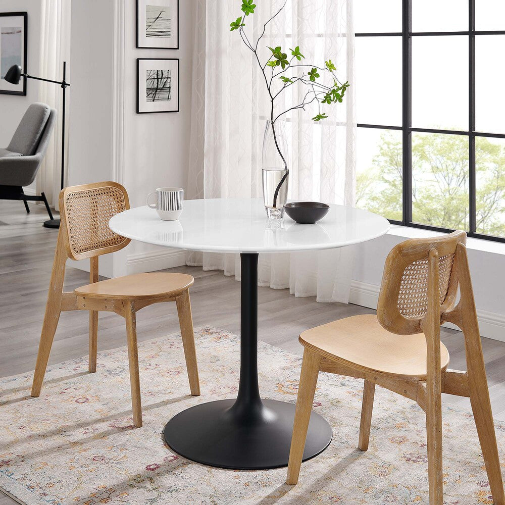 EEI-3521-BLK-WHI Lippa 40" Round Wood Dining Table by Modway