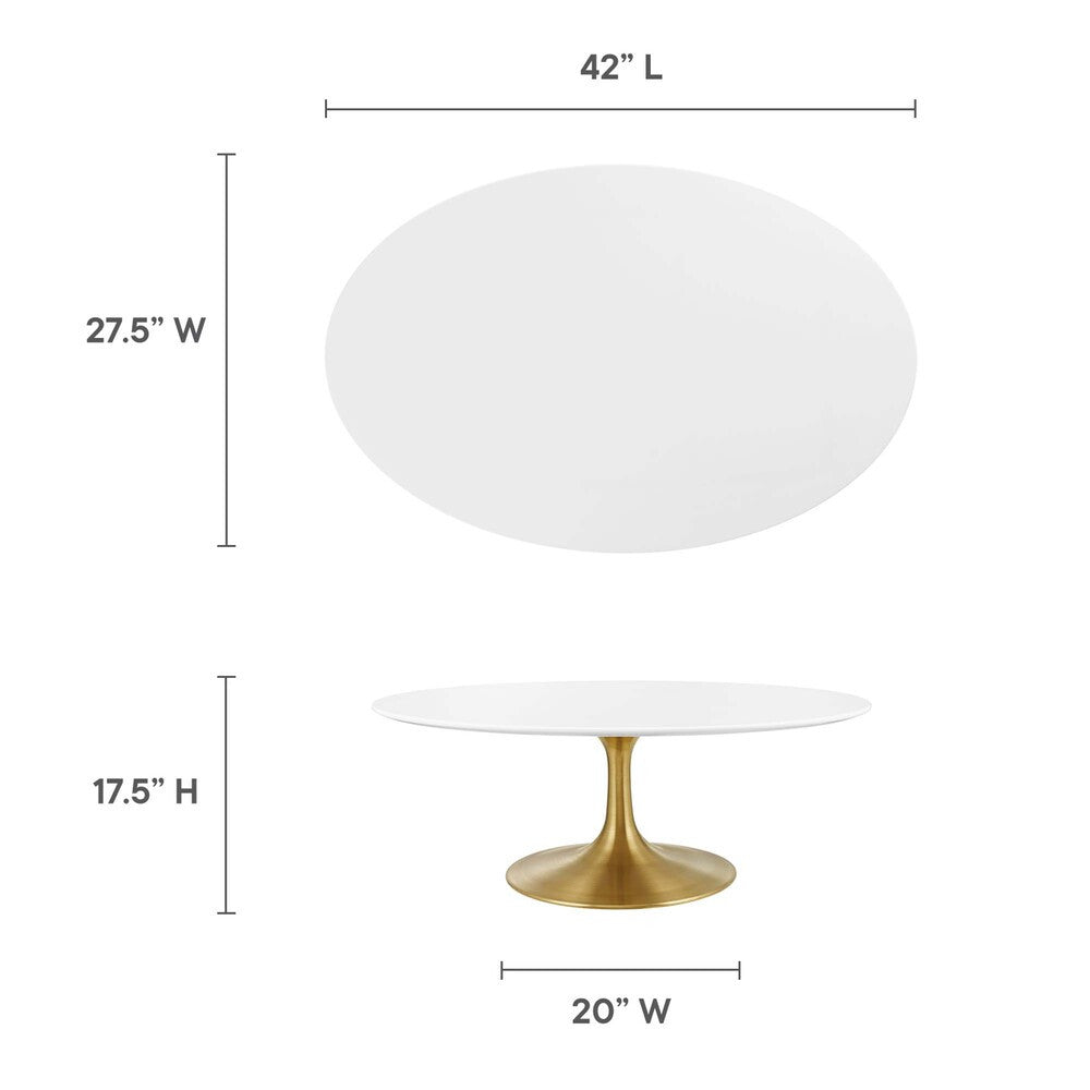 EEI-3248-GLD-WHI Lippa 42" Oval Wood Coffee Table by Modway