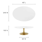 EEI-3248-GLD-WHI Lippa 42" Oval Wood Coffee Table by Modway