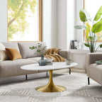 EEI-3248-GLD-WHI Lippa 42" Oval Wood Coffee Table by Modway