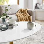 EEI-3248-GLD-WHI Lippa 42" Oval Wood Coffee Table by Modway