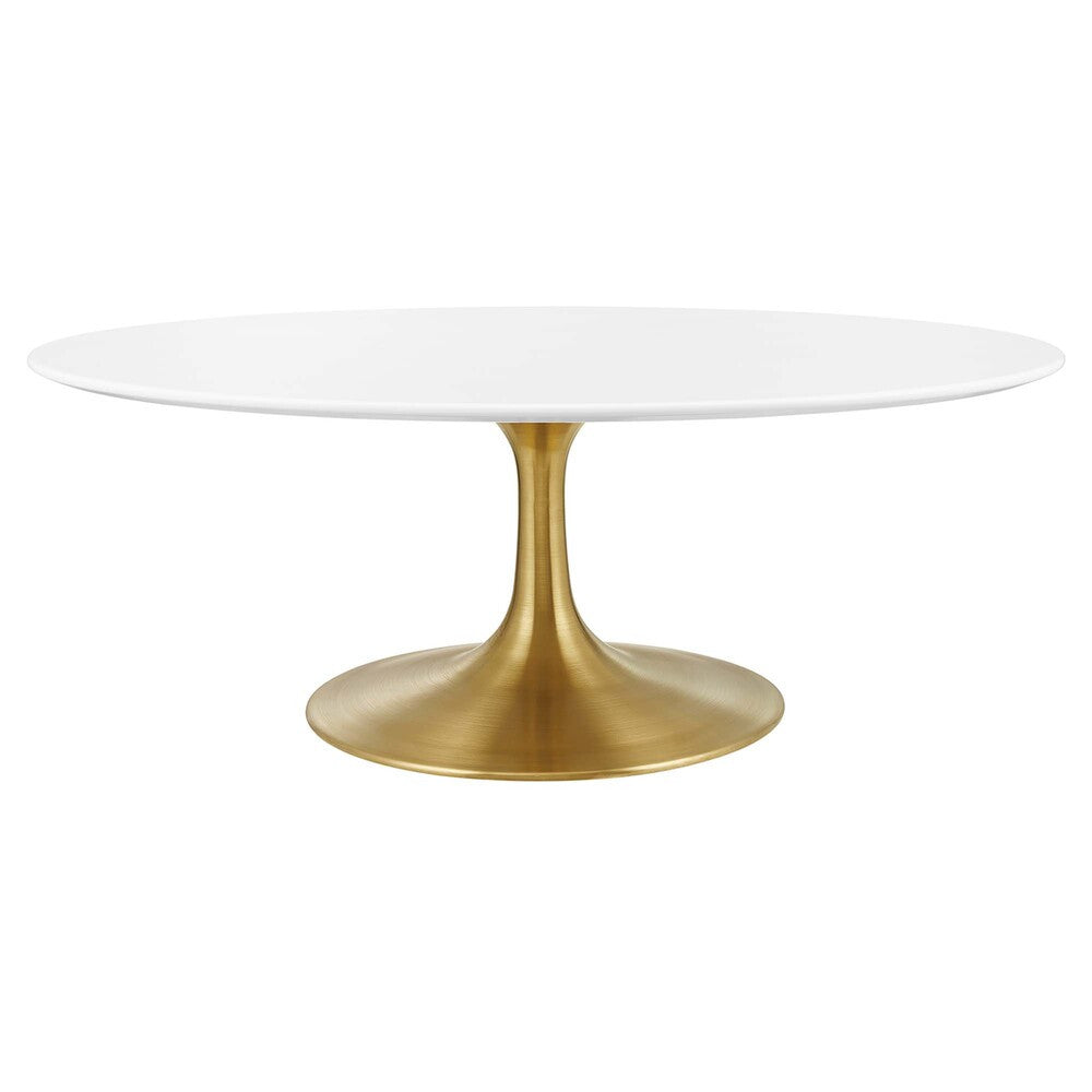 EEI-3248-GLD-WHI Lippa 42" Oval Wood Coffee Table by Modway