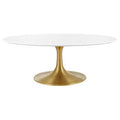 Modway EEI-3248-GLD-WHI Lippa 42" Oval Wood Coffee Table Gold White