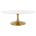 Modway EEI-3248-GLD-WHI Lippa 42" Oval Wood Coffee Table Gold White