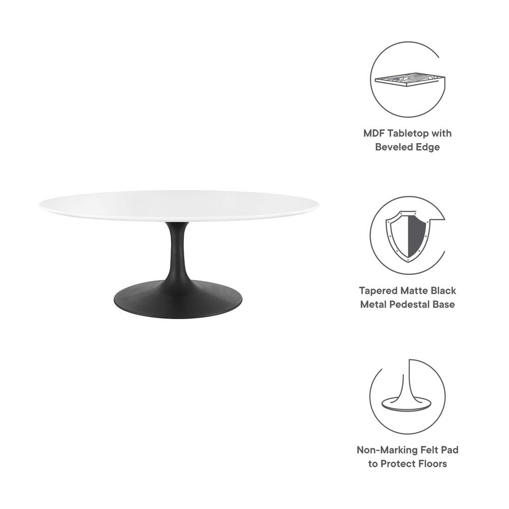 EEI-3533-BLK-WHI Lippa 42" Oval Wood Coffee Table by Modway