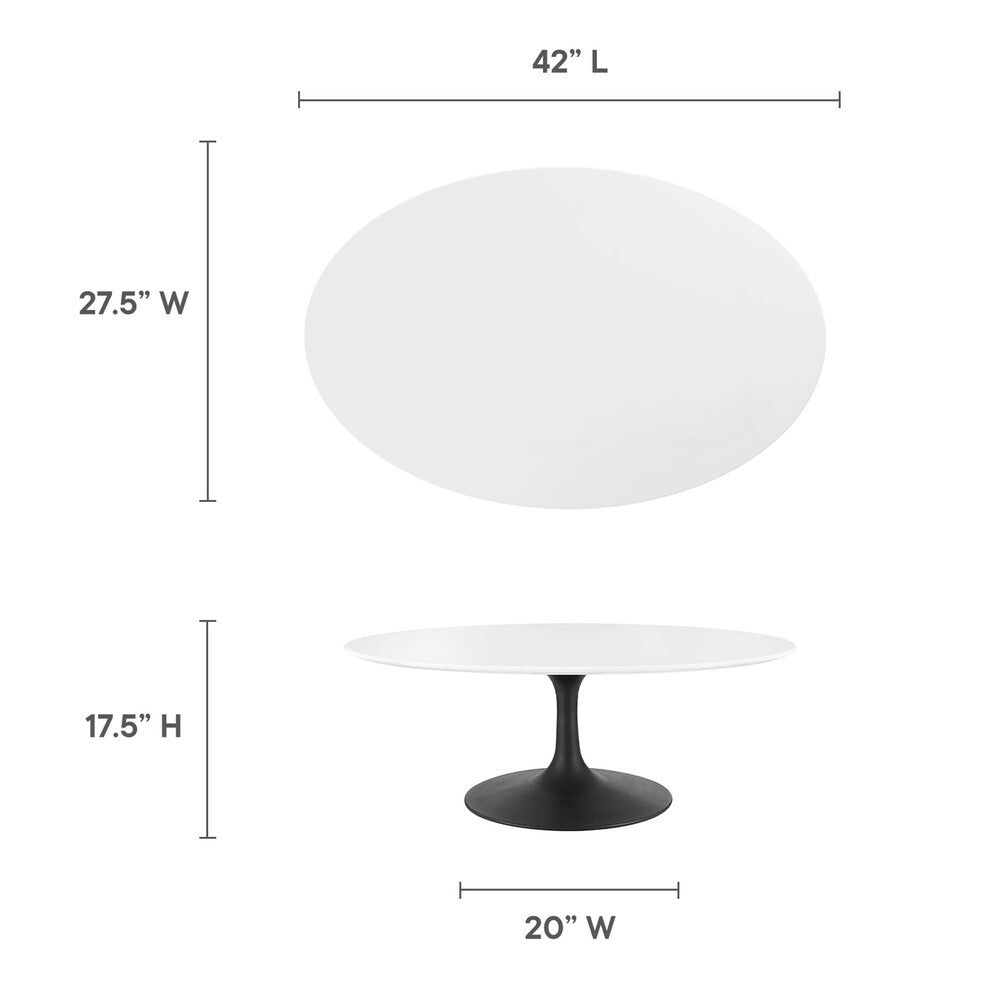 EEI-3533-BLK-WHI Lippa 42" Oval Wood Coffee Table by Modway